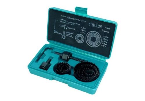 Набор коронок по дереву, 8 шт, 19/22/29/32/38/44/51/64x22мм, пластиковый кейс,  Sturm-Tehinstrument