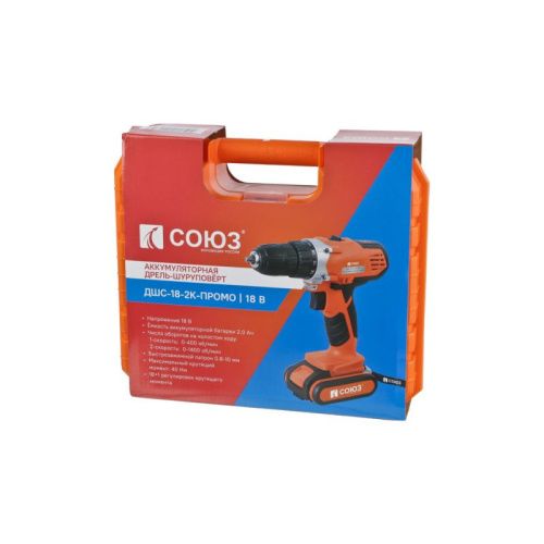 Аккумуляторный шуруповерт СОЮЗ ДШС-18-2К-ПРОМО-Tehinstrument