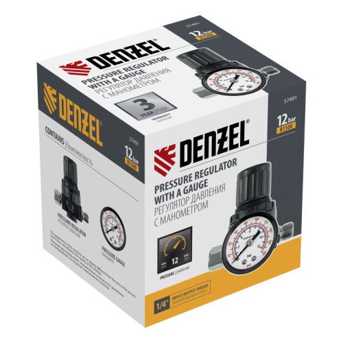 Регулятор давления с манометром R1500, 12 бар, 1/4" Denzel-Tehinstrument