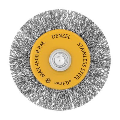 Щетка для дрели, 50 мм, Плоская, со шпилькой, нержавеющая витая проволока Denzel-Tehinstrument