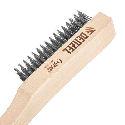 Щетка зачистная 6-и рядная, прямая проволока из нержавеющей стали с деревянной ручкой, EFP// Denzel-Tehinstrument