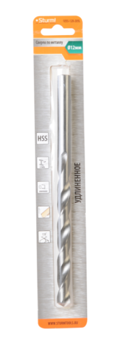 Сверло по металлу  Sturm 12,0х205 мм, сталь HSS, удлинен., 118° ,блистер 1 шт-Tehinstrument
