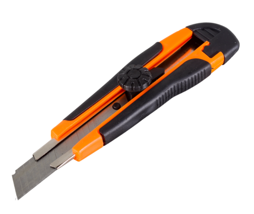 Нож с выдвижным лезвием 18 мм, двухкомпонентный корпус, металлическая направляющая, винтовой фиксатор, Вихрь-Tehinstrument