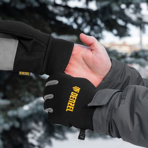 Перчатки универсальные, двойные, работа с сенсорным экраном, вязаная манжета, размер 9 Denzel-Tehinstrument