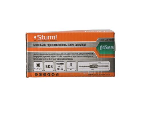 Коронка по бетону, 45 мм, BK8, центрирующее cверло, хвостовик SDS+,  Sturm-Tehinstrument