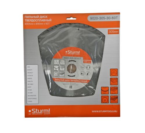 Пильный диск, размер 305x30x60 зубьев, твердосплавные напайки  Sturm-Tehinstrument