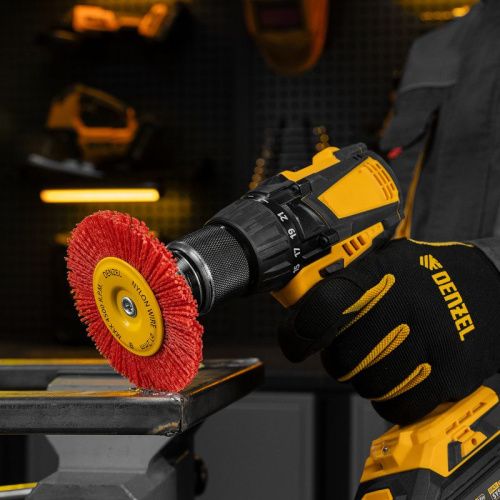 Щетка для дрели, 100 мм, Плоская, со шпилькой, нейлоновая щетина Denzel-Tehinstrument