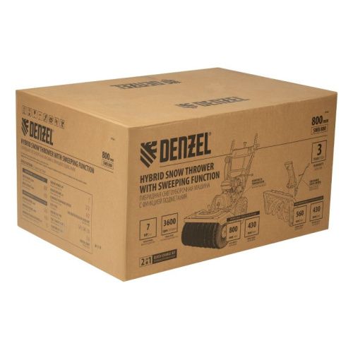 Гибридная снегоуборочная машина с функцией подметания Denzel SWB-800-Tehinstrument