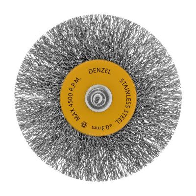 Набор щеток для дрели, 5 Плоских 25-38-50-63-75 мм, шпилька, нерж. вит. проволока Denzel-Tehinstrument