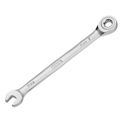 Ключ комбинированный трещоточный, 7 мм, CrV, матовый хром Denzel-Tehinstrument
