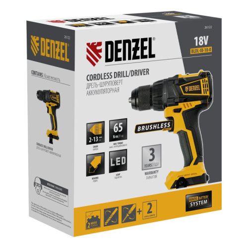 Дрель-шуруповерт аккумуляторная, бесщет. Denzel BLDL-IB-18-0-Tehinstrument