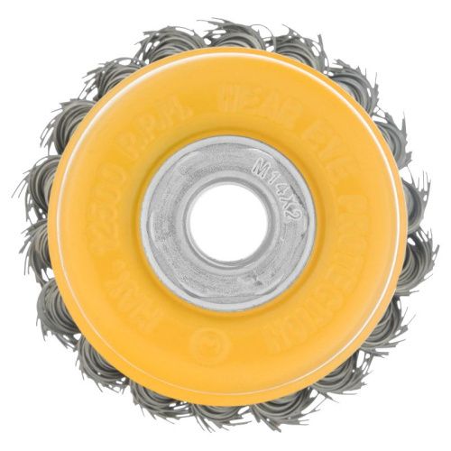 Щетка для УШМ, 75 мм, "Чашка", крученая нержавеющая проволока 0.5 мм, М14 Denzel-Tehinstrument