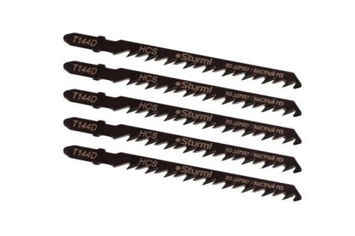 Пилки для лобзика по дереву T144D, 5 шт, 100х75мм, шаг зуба 4мм, быстрый прямой рез, HCS,  Sturm-Tehinstrument