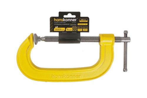 Струбцина G-образная, 150 мм / 6", чугун, оксидированный винт, hanskonner-Tehinstrument