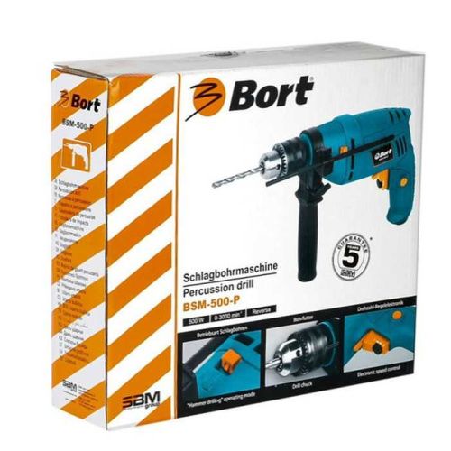 Электрическая ударная дрель Bort BSM-500-P (дрель Борт 500р), 93729080-Tehinstrument