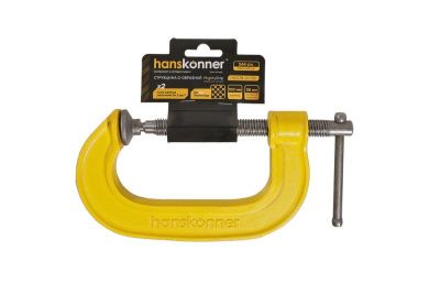 Струбцина G-образная, 100 мм / 4", чугун, оксидированный винт, hanskonner-Tehinstrument