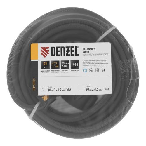 Удлинитель-шнур силовой Top Series, КГТТ, 10м, 1 розетка, 3 x 1,5 мм, 3 м Denzel-Tehinstrument