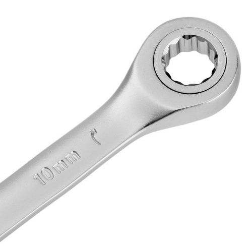 Ключ комбинированный трещоточный, 10 мм, CrV, матовый хром Denzel-Tehinstrument