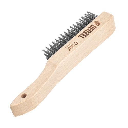 Щетка зачистная 6-и рядная, прямая проволока из нержавеющей стали с деревянной ручкой, EFP// Denzel-Tehinstrument