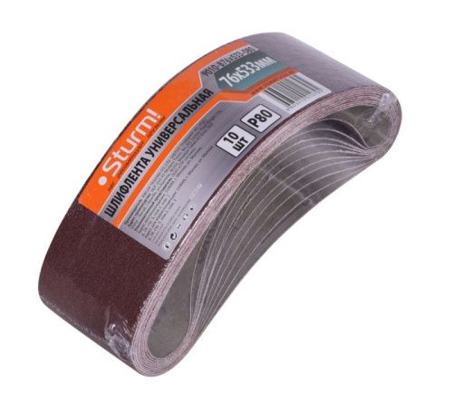 Шлифлента, 76x533мм, Р80, 10 шт,  Sturm-Tehinstrument