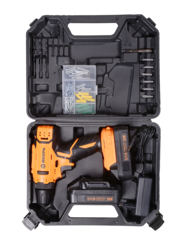 Дрель-шуруповерт Вихрь ДА-20Л-2КА с набором оснастки 65 предметов-Tehinstrument