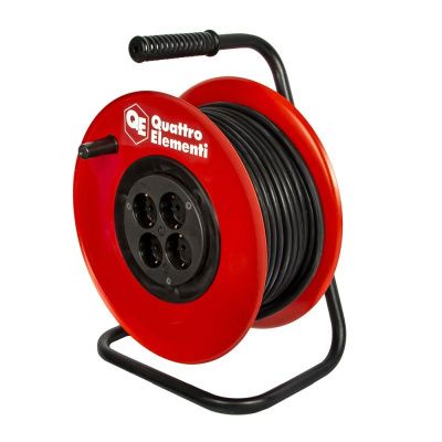 Удлинитель силовой QUATTRO ELEMENTI УХз16-004 - 30 м, провод КГ 3х2,5 мм2, 4 роз. 16А 220В, катушка металл-Tehinstrument