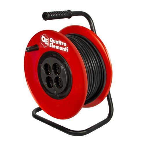 Удлинитель силовой QUATTRO ELEMENTI УХз16-004 - 30 м, провод КГ 3х2,5 мм2, 4 роз. 16А 220В, катушка металл-Tehinstrument