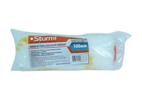 Мини-валик сменный "GIRPAINT" 100 мм, D 16 мм, ворс 12 мм, ручка D 6 мм  Sturm-Tehinstrument