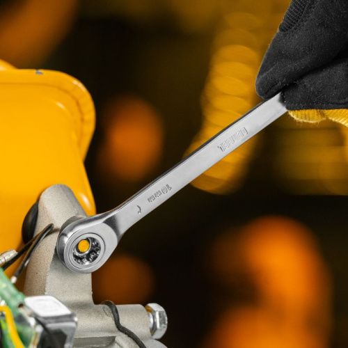 Ключ комбинированный трещоточный, 10 мм, CrV, матовый хром Denzel-Tehinstrument