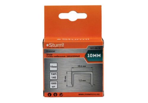 Скобы для степлера 10мм (тип 140), 1000шт,оцинкованные,закаленные,  Sturm-Tehinstrument