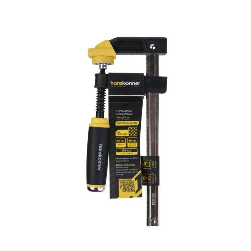 Струбцина F-образная, 50 х 150 x 255 мм,  усилие 174кгс, hanskonner-Tehinstrument