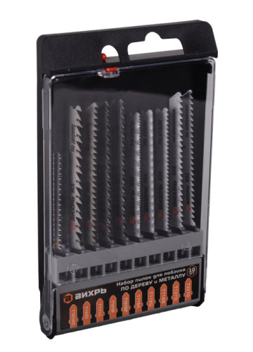 Набор пилок для лобзика по дереву и металлу 10шт Вихрь-Tehinstrument