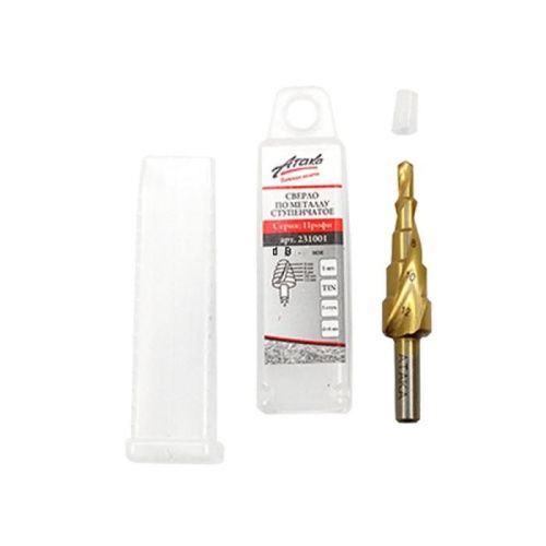 Сверло по мет. ступ. 4-12мм*5ступ. титан бокс профи Атака-Tehinstrument