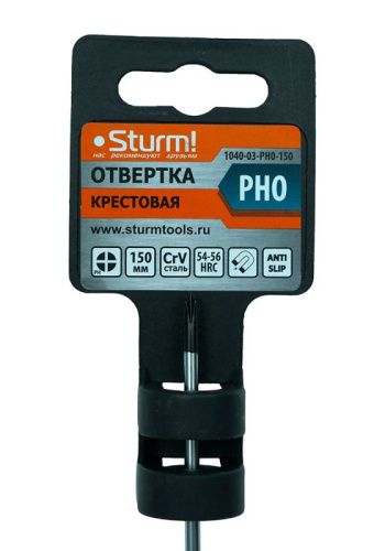 Отвертка крестовая PH0x150мм, CrV, магнитный наконечник  Sturm-Tehinstrument