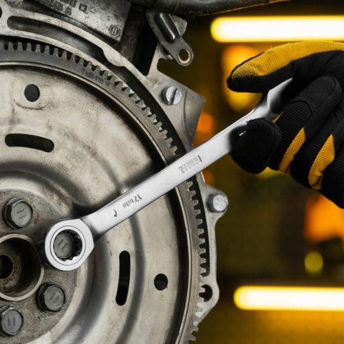 Ключ комбинированный трещоточный, 17 мм, CrV, матовый хром Denzel-Tehinstrument