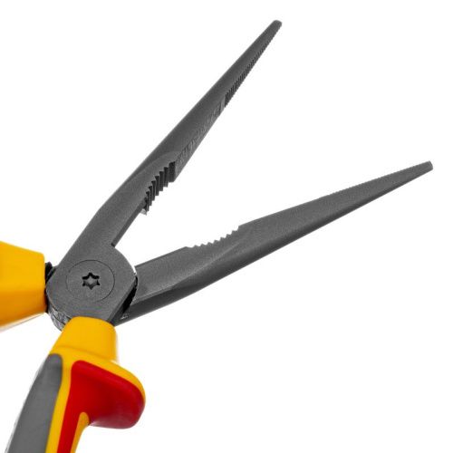 Длинногубцы прямые, диэлектрические рукоятки до 1000 В, трехкомпонентные рукоятки, 205мм Denzel-Tehinstrument