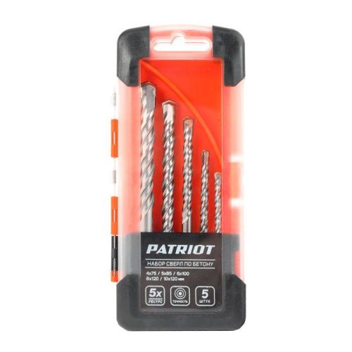 Набор сверл по бетону (4x75, 5x85, 6x100, 8x120, 10x120 мм), Patriot-Tehinstrument
