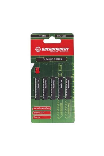 Пилки для лобзика по дереву T111C, 5 шт, 100х74мм, шаг зуба 3мм, быстрый прямой рез, HCS, БОЕКОМПЛЕКТ-Tehinstrument