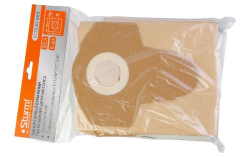 Бумажные мешки для пылесосов 30л  Sturm, 5шт/уп-Tehinstrument