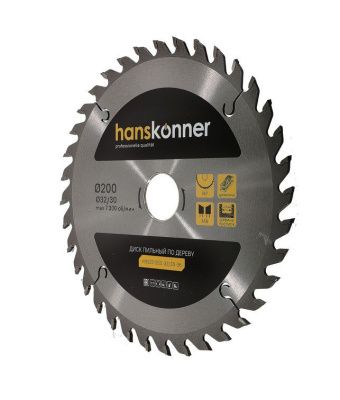 Пильный диск по дереву 200x32/30мм, 36 зубьев, Hanskonner-Tehinstrument
