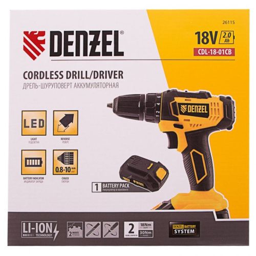 Дрель-шуруповерт аккумуляторная Denzel CDL-18-01CB-Tehinstrument