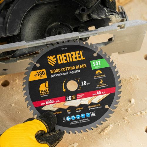 Пильный диск по дереву ф180 х 20 мм, 54зубьев Denzel-Tehinstrument