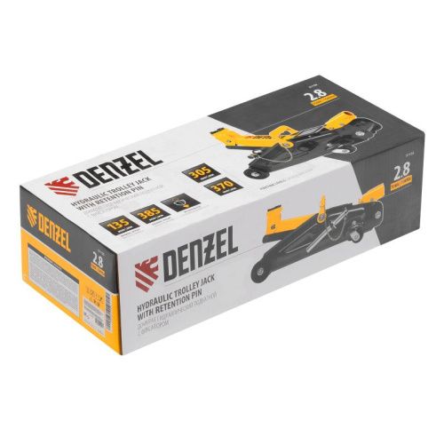Домкрат гидравлический подкатной с фиксатором, 2,8 т, 135-385 мм Denzel-Tehinstrument