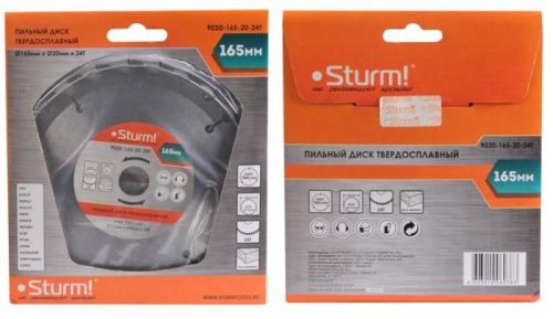 Пильный диск, размер 165x20/16x24 зуба, твердосплавные напайки  Sturm-Tehinstrument