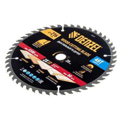 Пильный диск по дереву ф216 х 20 мм, 48 зубьев Denzel-Tehinstrument