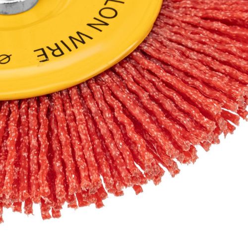 Щетка для дрели, 100 мм, Плоская, со шпилькой, нейлоновая щетина Denzel-Tehinstrument