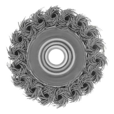 Щетка для УШМ, 75 мм, "Чашка", крученая нержавеющая проволока 0.5 мм, М14 Denzel-Tehinstrument