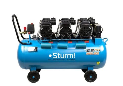 AC936100OLE Компрессор воздуш.безмасл.  Sturm 3х1500Вт,720л/мин, ресивер 100л, бесшумный-Tehinstrument
