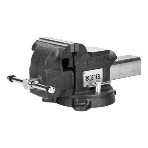 Тиски слесарные BVH-125, 125 мм, поворотные, стальная направляющая, с наковальней //Denzel-Tehinstrument