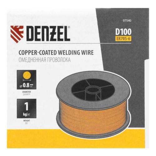 Омедненная проволока ER70S-6, диам. 0,8 мм, 1 кг, диам. катушки D100 Denzel-Tehinstrument